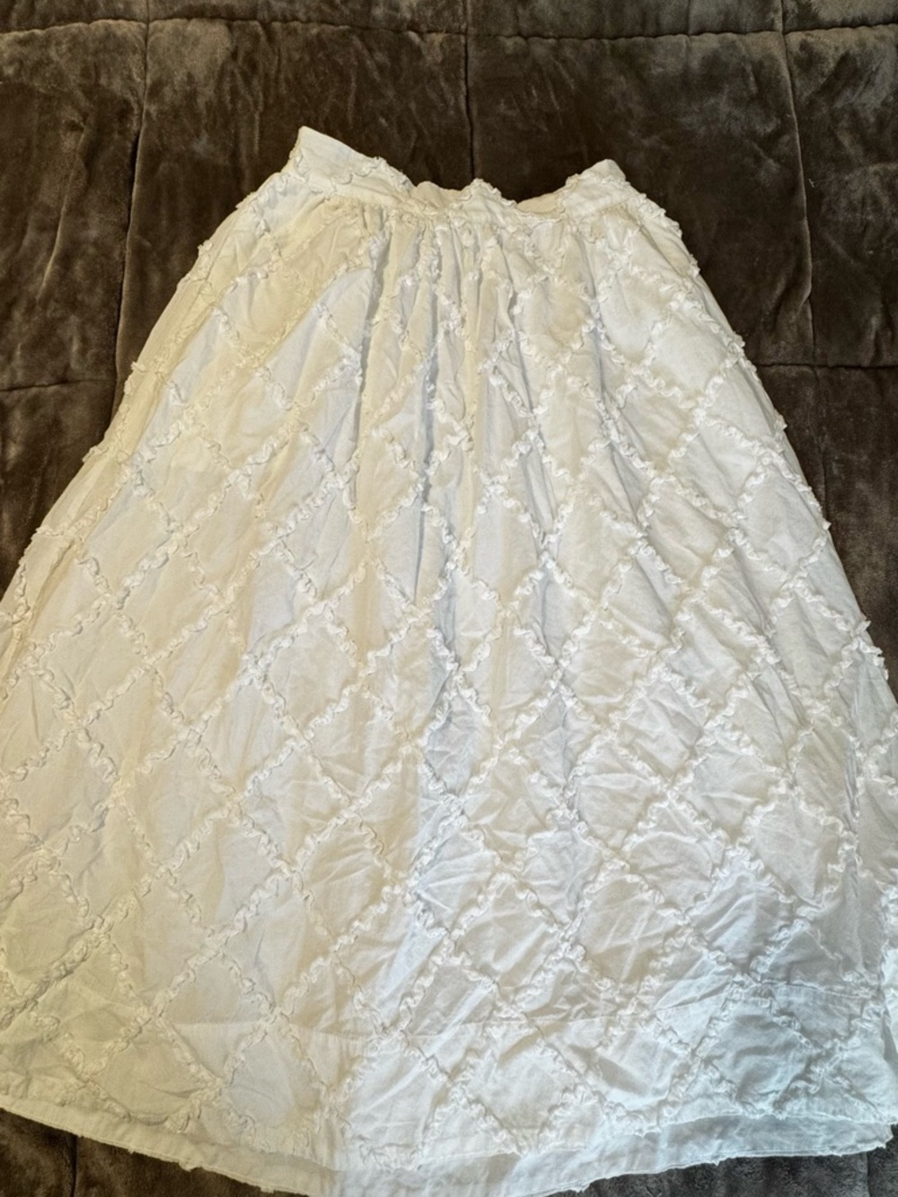 Magaschoni White Textured A-Line Skirt